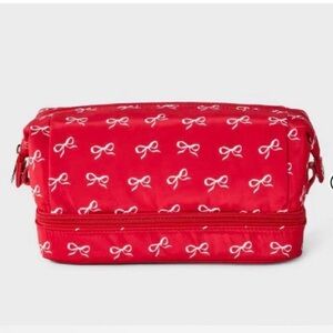 Red Bow Print Cosmetic Bag